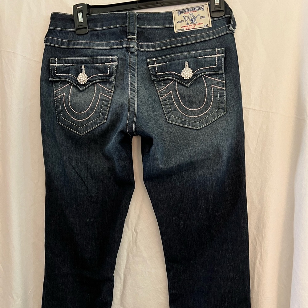 PINK Stitching True Religion Bootcut Jeans